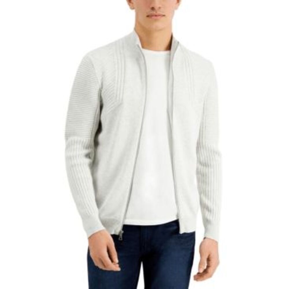 INC International Concepts Men's Champ Zip Sweater - Whispy Grey Heather S
